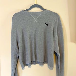 Pink Victoria secrets XS can fit up to a med crop top gray with black lettering